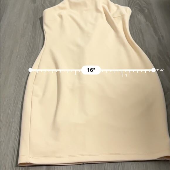 Lulus Beige Cream Sleeveless Embellished Jeweled Mock Neck‎ Mini Dress Size M - Picture 8 of 9